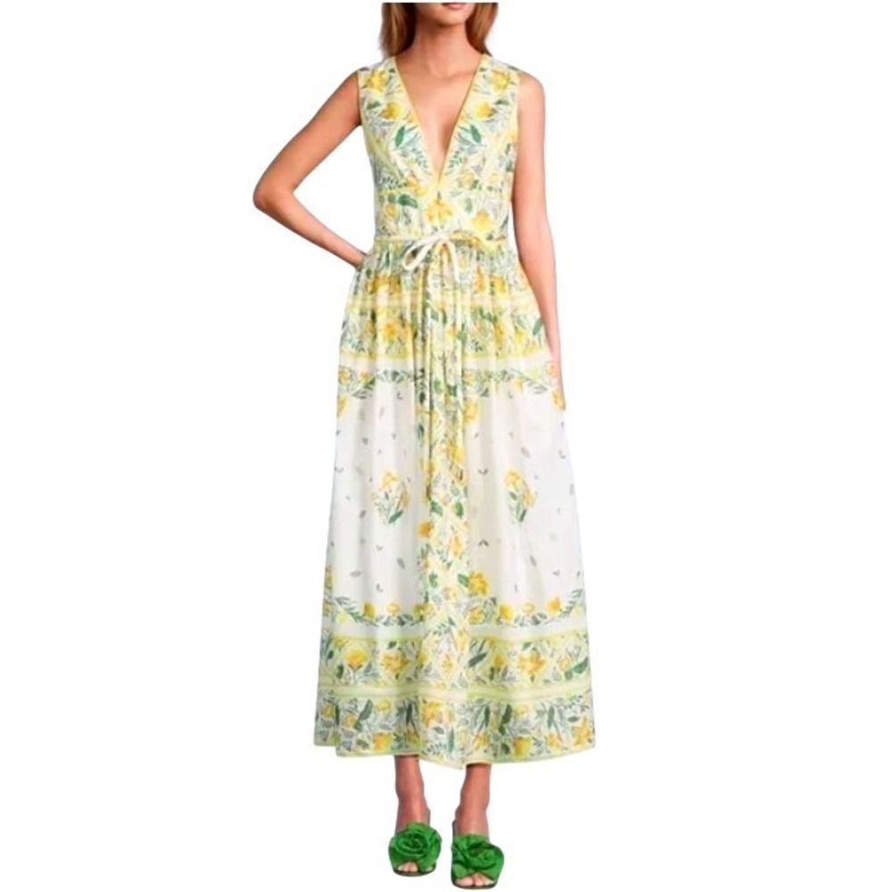 NWT ANTONIO MELANI White and Yellow Floral Maxi Dress- brand new size 12